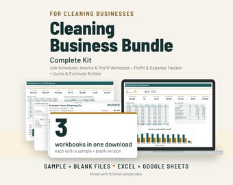Cleaning Business Spreadsheet Bundle: Estimate, Invoice, Scheduler
