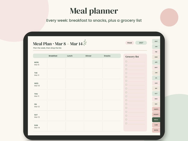 2027 Digital Planner, Hyperlinked PDF with Budget and Habit Tracker imagen 8