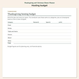 Thanksgiving and Christmas Dinner Planner | Guest Menu and Hosting Budget image 8