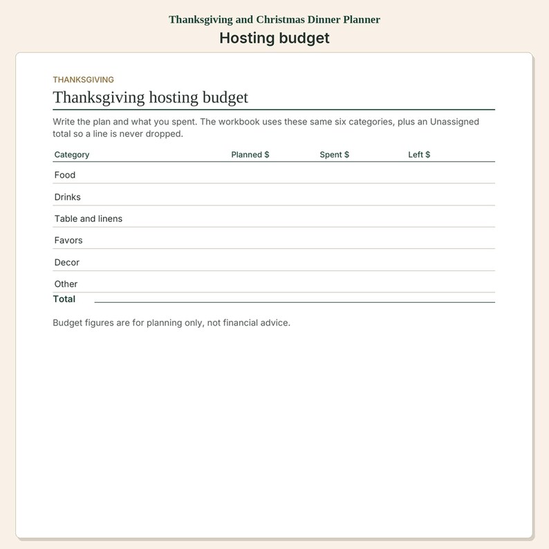 Thanksgiving and Christmas Dinner Planner | Guest Menu and Hosting Budget image 8