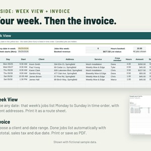 Lawn Care Invoice Template and Mowing Schedule | Lawn Care Spreadsheet, Client Tracker | Google Sheets + Excel image 4