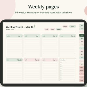 2027 Digital Planner, Hyperlinked PDF with Budget and Habit Tracker imagen 5