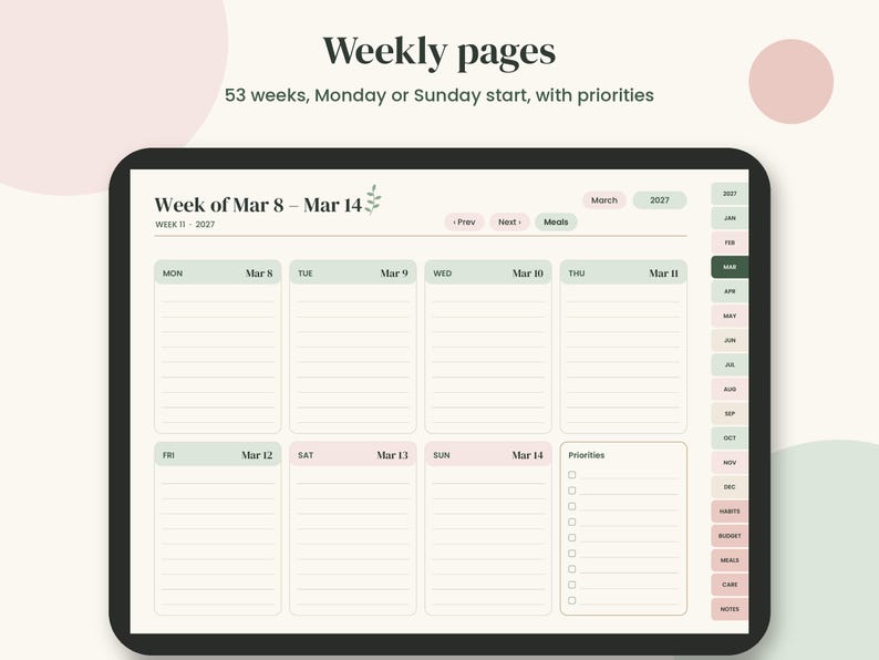 2027 Digital Planner, Hyperlinked PDF with Budget and Habit Tracker imagen 5
