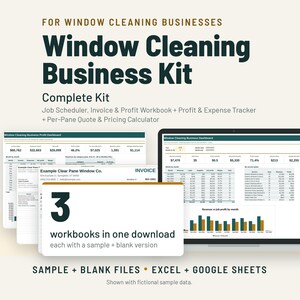 Window Cleaning Business Kit: Pricing Calculator, Estimate, Invoice image 1