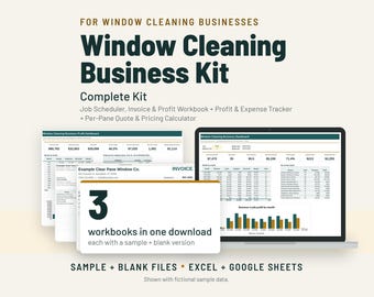 Window Cleaning Business Kit: Pricing Calculator, Estimate, Invoice