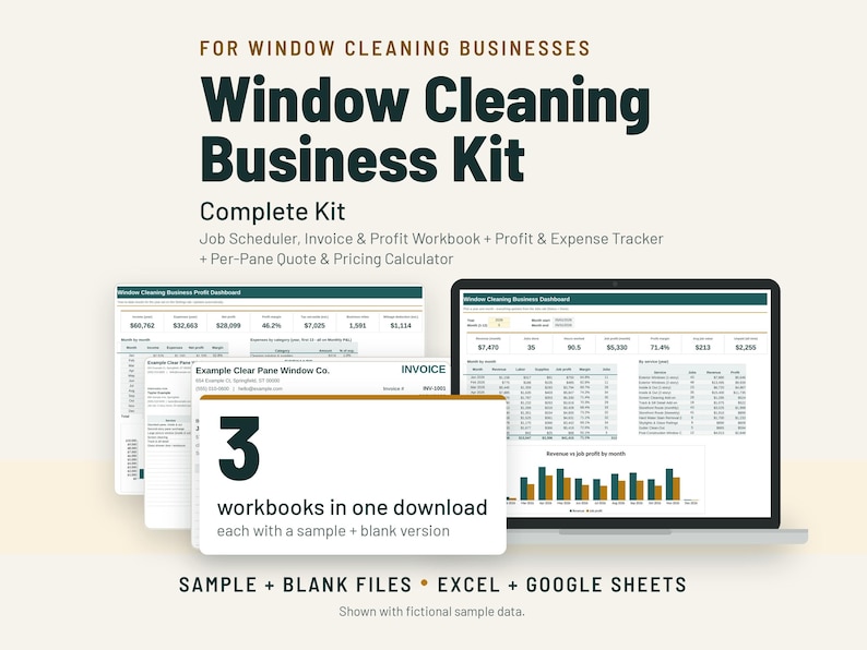 Window Cleaning Business Kit: Pricing Calculator, Estimate, Invoice image 1