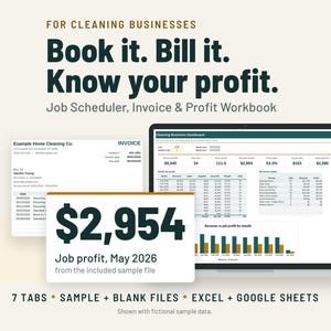 Cleaning Invoice Template and Job Scheduler | Cleaning Business Spreadsheet, Client Tracker | Google Sheets + Excel image 1