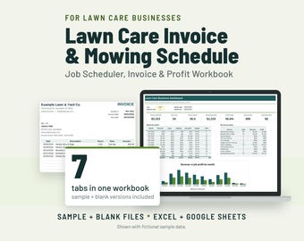 Lawn Care Invoice Template and Mowing Schedule Spreadsheet