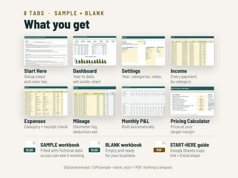 Cleaning Business Expenses Spreadsheet and Profit Tracker | Monthly P&L, Pricing Calculator | Google Sheets + Excel image 5