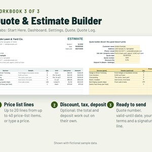 Lawn Care Business Spreadsheet Bundle | Estimate, Invoice, Mowing Scheduler, Profit Tracker | Google Sheets + Excel image 4