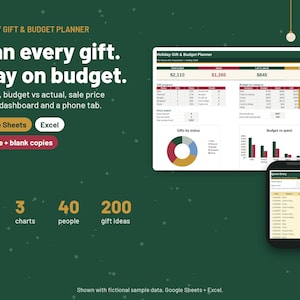 Holiday Gift Planner and Christmas Budget Spreadsheet | Gift Tracker, Price Watch | Google Sheets + Excel