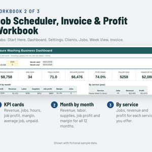 Pressure Washing Business Start Up Kit | Soft Wash Pricing Calculator, Estimate, Invoice | Google Sheets + Excel image 3