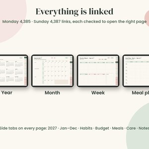 2027 Digital Planner, Hyperlinked PDF with Budget and Habit Tracker imagen 3