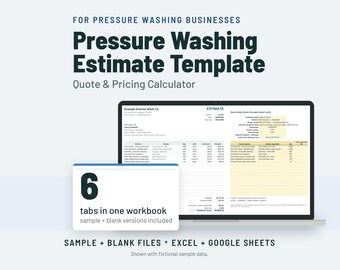 Pressure Washing Estimate Template and Price Per Sq Ft Calculator
