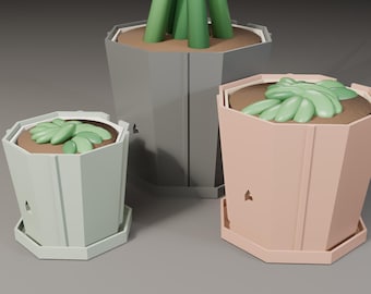 Pylonwell Trio Geometric Self-Watering Planter Set STL Digital Download