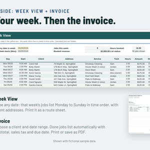 Pressure Washing Invoice Template and Job Scheduler | Client Tracker, Job Profit | Google Sheets + Excel image 4