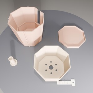 Pylonwell Trio Geometric Self-Watering Planter Set STEP, STL and 3MF Files image 10