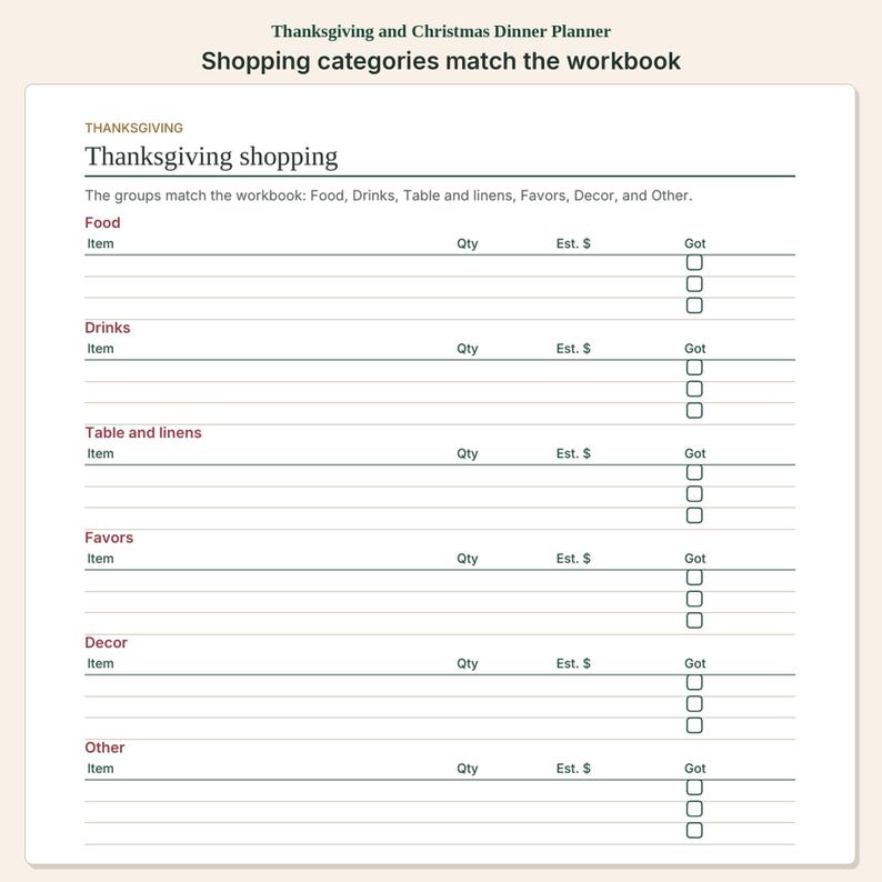 Thanksgiving and Christmas Dinner Planner | Guest Menu and Hosting Budget image 4