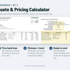 Pressure Washing Business Start Up Kit | Soft Wash Pricing Calculator, Estimate, Invoice | Google Sheets + Excel image 2