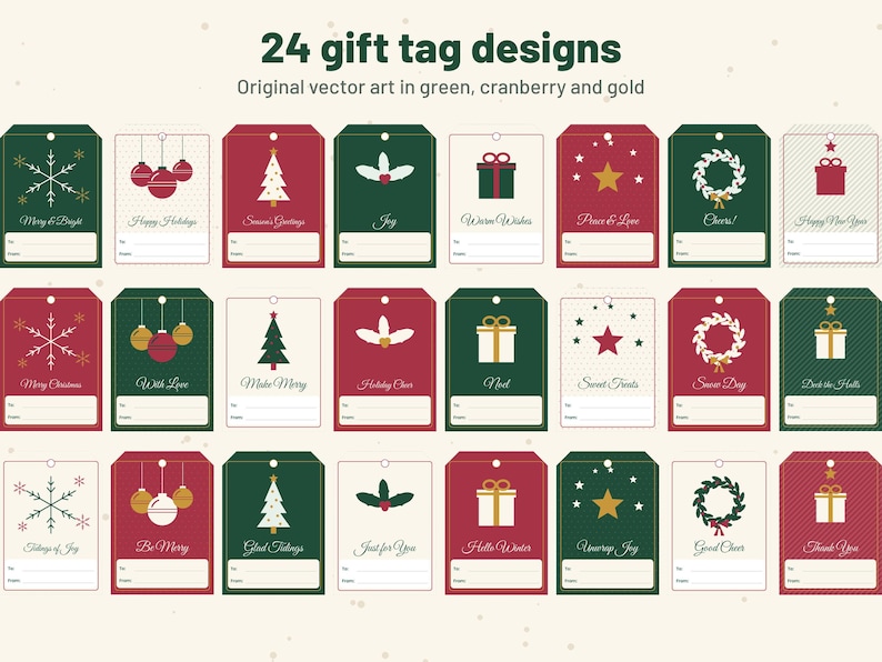 Set di etichette e biglietti regalo di Natale stampabili, in formato PDF modificabile. immagine 2