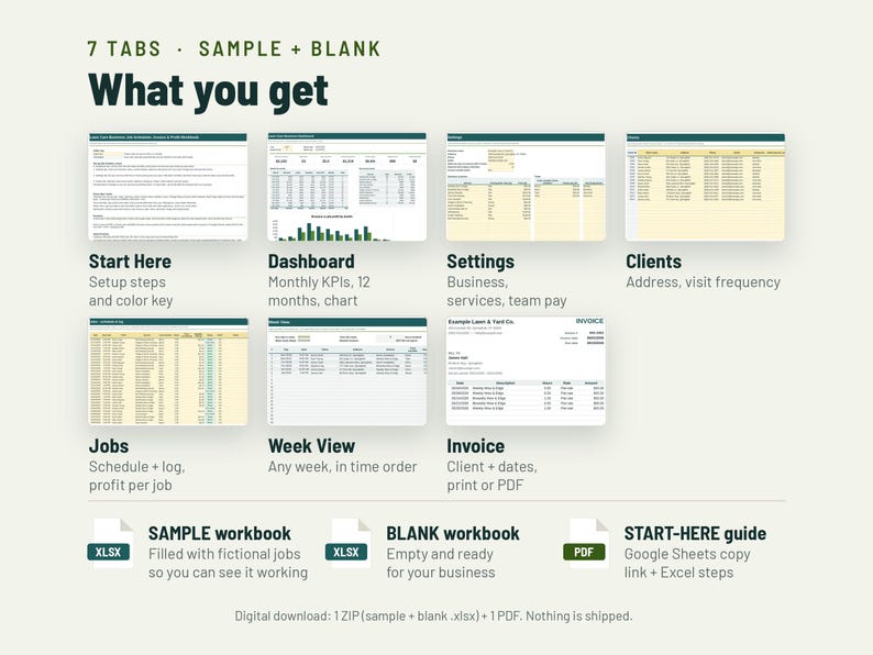 Lawn Care Invoice Template and Mowing Schedule | Lawn Care Spreadsheet, Client Tracker | Google Sheets + Excel image 5