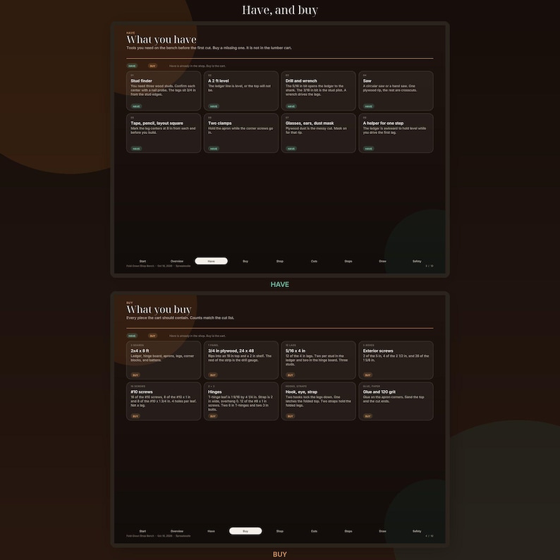 Fold-Down Shop Bench | Wall Folding PDF Plan with Cut List and Stud Notes image 3