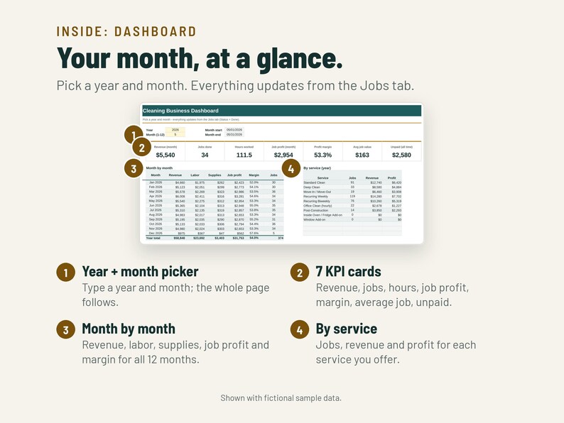 Cleaning Invoice Template and Job Scheduler | Cleaning Business Spreadsheet, Client Tracker | Google Sheets + Excel image 3