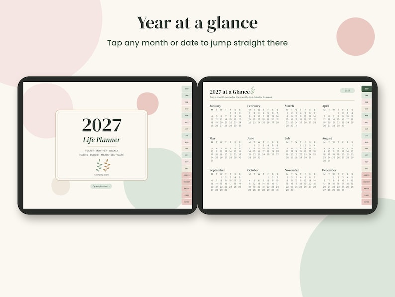 2027 Digital Planner, Hyperlinked PDF with Budget and Habit Tracker imagen 2