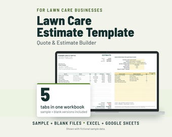 Lawn Care Estimate Template, Landscaping Quote Spreadsheet