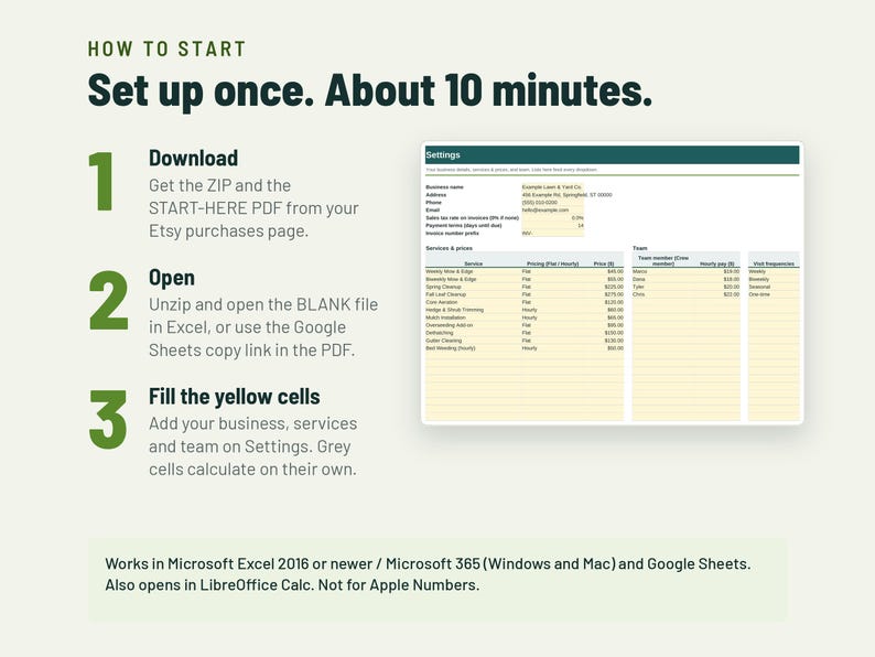 Lawn Care Invoice Template and Mowing Schedule | Lawn Care Spreadsheet, Client Tracker | Google Sheets + Excel image 6