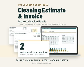 Cleaning Estimate and Invoice Template, Google Sheets & Excel