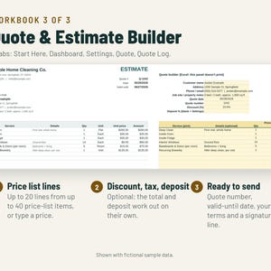 Cleaning Business Spreadsheet Bundle | Estimate, Invoice, Job Scheduler, Profit & Expense Tracker | Google Sheets + Excel image 4
