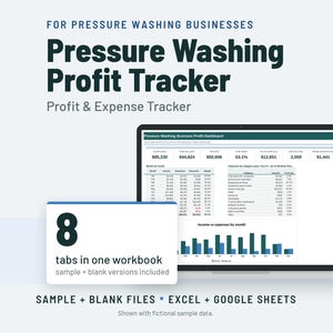 Pressure Washing Expense and Profit Tracker Spreadsheet image 1
