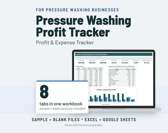 Pressure Washing Expense and Profit Tracker Spreadsheet