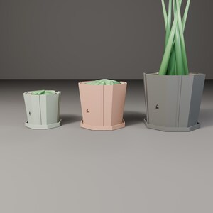 Pylonwell Trio Geometric Self-Watering Planter Set STEP, STL and 3MF Files image 6