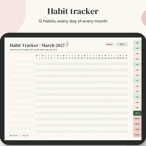 2027 Digital Planner, Hyperlinked PDF with Budget and Habit Tracker imagen 6