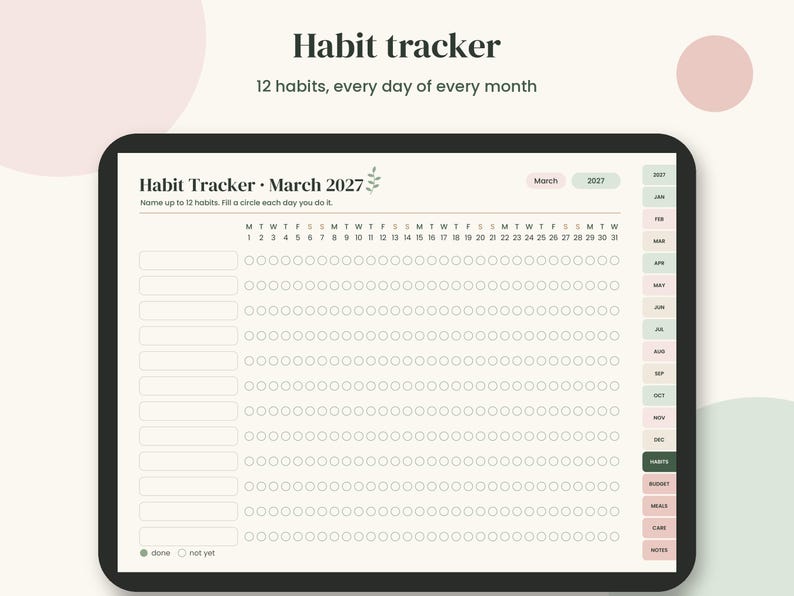 2027 Digital Planner, Hyperlinked PDF with Budget and Habit Tracker imagen 6