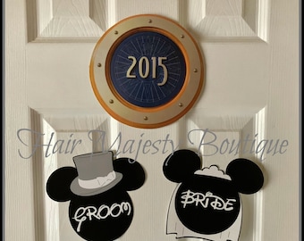 Mickey and Minnie Bride and Groom Magnet Set For Cruise Door