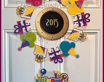 Colorful Mickey Birthday Wreath Magnet For Cruise Door