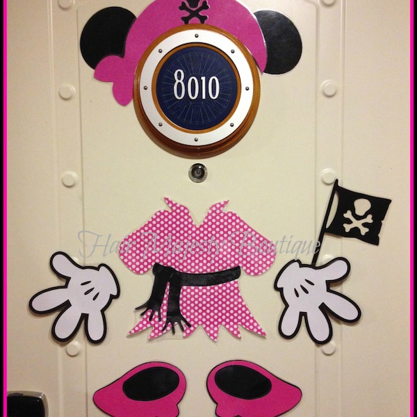 Pink Minnie Mouse Pirate Body Part Magnet For Cruise Door