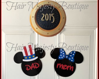 1 Individual Mickey OR Minnie Mouse Patriotic Personalized Magnet For Cruise Door