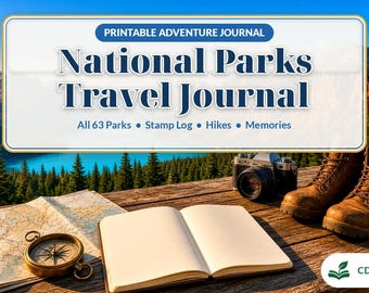 Reisdagboek en stempellogboek voor nationale parken: alle 63 parken – printbaar PDF-bestand