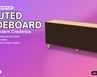 Plannen voor een dressoir met gegroefde randen – 72 inch moderne credenza/buffetkast, houtbewerkingsplan (PDF)