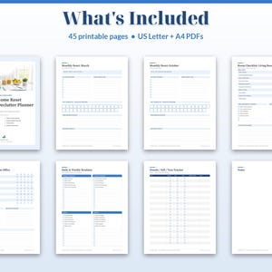 May include: A 2027 Home Reset Cleaning & Declutter Planner with 45 printable pages in US Letter and A4 sizes. The set includes various templates such as monthly resets, room checklists, daily routines, and a donate, sell, or toss tracker.