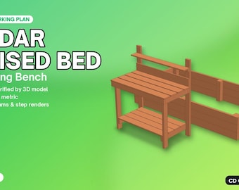 Bouwtekeningen voor een verhoogd tuinbed en oppottafel van cederhout – 4x8 Tuinhoutbewerkingsplan PDF
