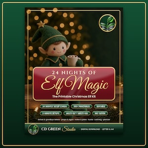 Kit de Elfo Navideño, 24 Noches de Magia de Elfos, Ideas Imprimibles para Elfos, Carta de Llegada del Elfo, Notas del Elfo, Cuenta Regresiva Navideña para Niños, PDF imagen 1