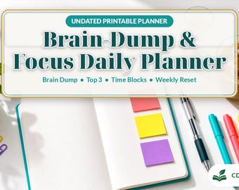Dagplanner voor brainstormsessies en focus (zonder datum) – printbaar PDF-bestand