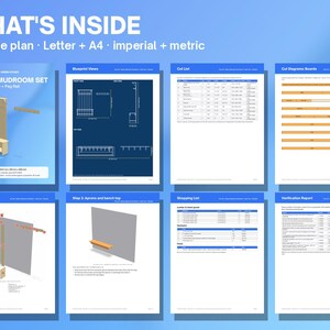 Peut inclure: Un plan num&eacute;rique de 22 pages pour un ensemble de vestiaire Shaker comprenant un banc, un porte-manteau et une &eacute;tag&egrave;re &agrave; pat&egrave;res. Le document inclut des plans, une liste de d&eacute;bit, des sch&eacute;mas de coupe et une liste d'achats.
