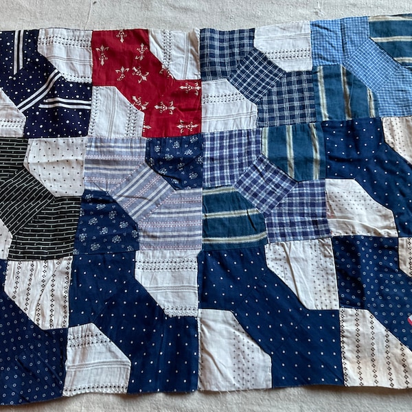 Vintage bow tie patchwork quilt top fragment
