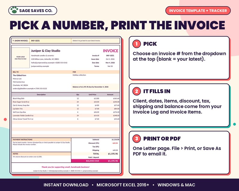 Proforma Invoice Tracker Invoice Template Excel, Invoice Tracker Spreadsheet, Small Business ...